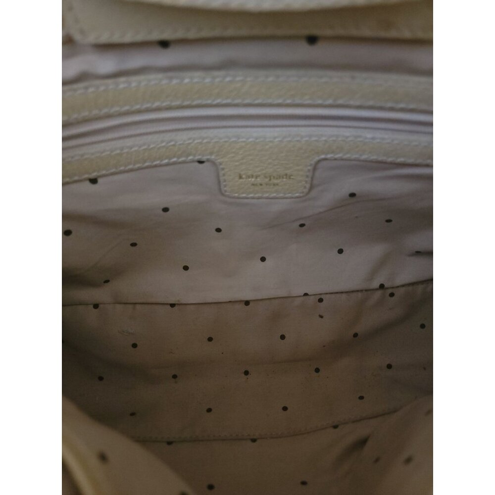 Kate Spade Beige Leather Shoulder Bag Handbag Satchel With Gold-Tone Hardware - Picture 8 of 10